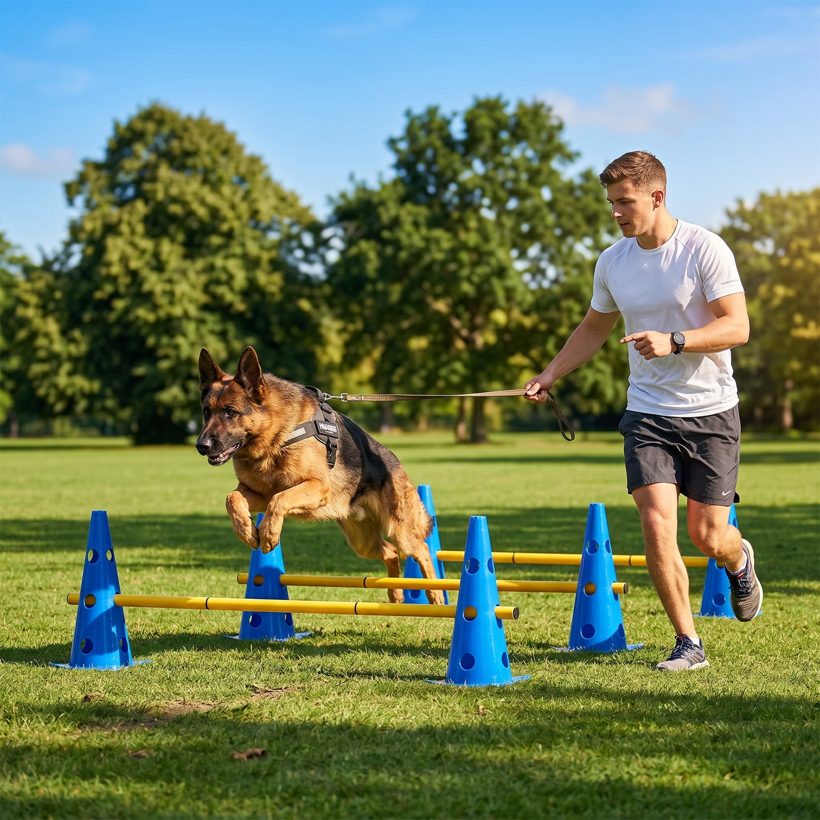 Dog Agility Training Set 12 Cones with Jump Bars Adjustable Height for Backyard Obstacle Course deal from Walmart