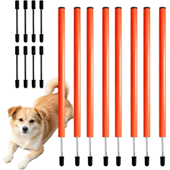 Dog Agility Weave Poles 8-Piece Portable Backyard Training Kit, Lightweight Outdoor Obstacle Course EquipmentZ
