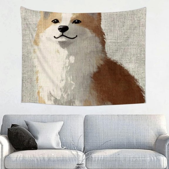 Dog Ai-Mitsu Furry Wall Hanging Tapestry, 100% Polyester Decorative Art for Living Room Bedroom Dorm, Vivid Colors and Easy Care 40x30in