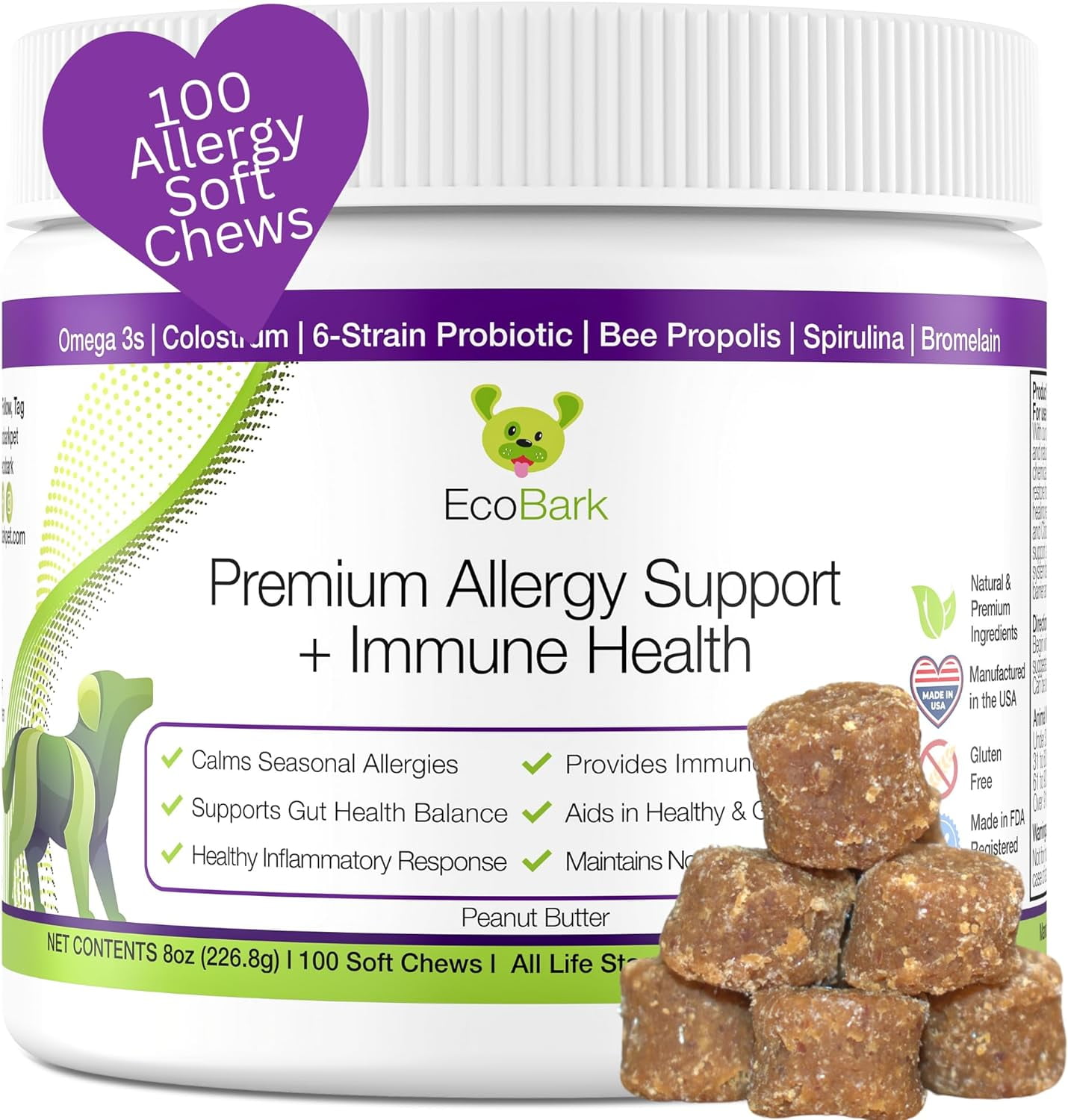 Dog Allergy Chews EcoBark Seasonal Dog Allergy Relief & Immune
