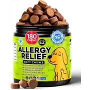 Dog Allergy Relief Chews   Anti Itch for Dogs with Colostrum & Salmon Oil   Reduces Paw Licking & Hot Spots   Omega 3 Fish Oil - Dry Skin & Coat Supplement for a Happy, Healthy Pup - 180 Count