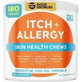 thumbnail image 1 of Dog Allergy Relief Chews — Anti-Itch Skin & Coat Supplement: No Fillers, Just Flavor - Itchy Skin Relief Treatment w/Omega 3 Fish Oil - Itching&Paw Licking - Dry Skin&Hot Spots - Made in USA - 180Ct, 1 of 10