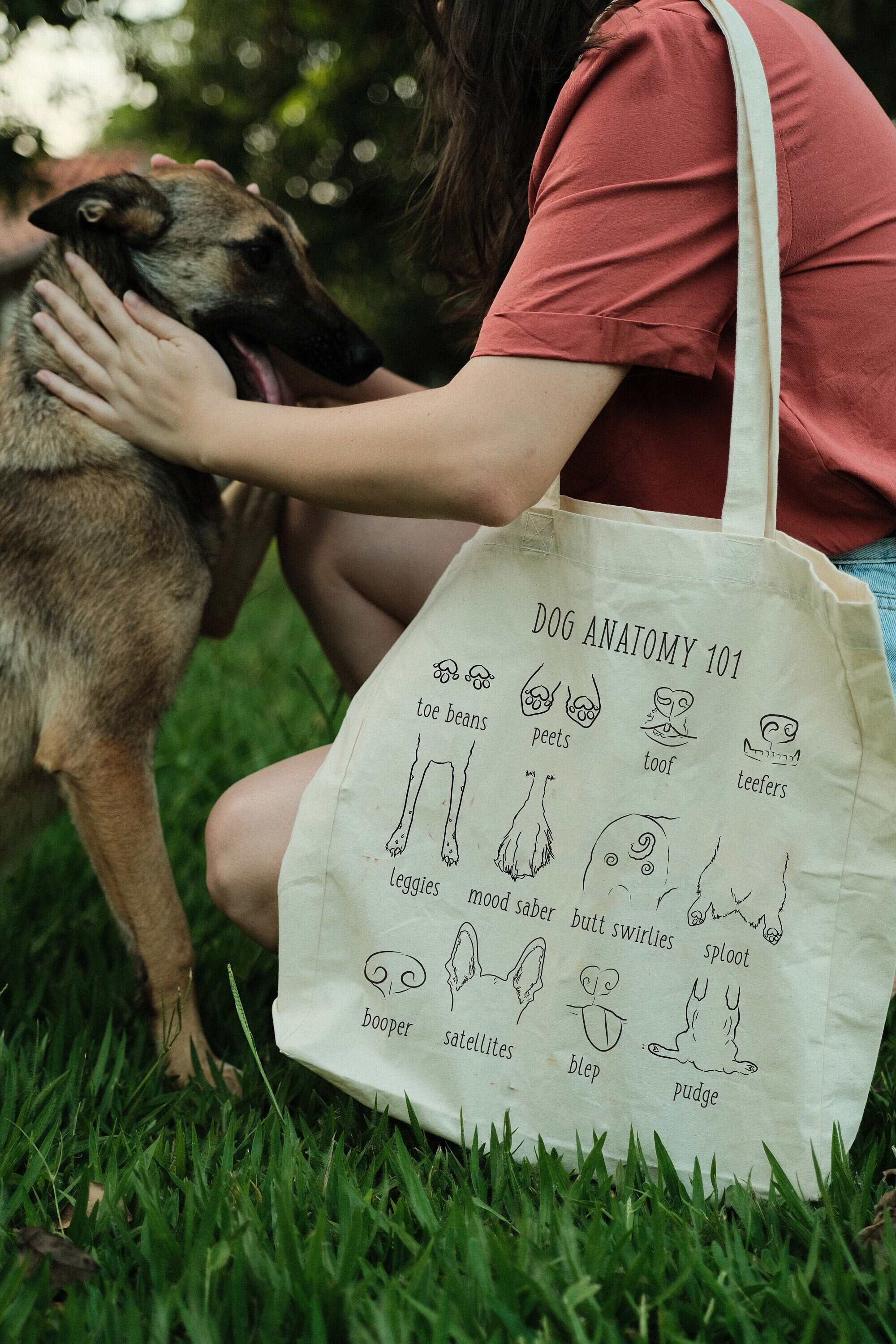 Dog Anatomy Tote Tattoo Inspired Cute Dog Anatomy Chart, All Over