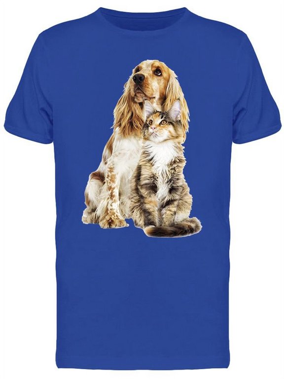 Dog And Cat Posing T-Shirt Men -Image by Shutterstock, Male x-Large