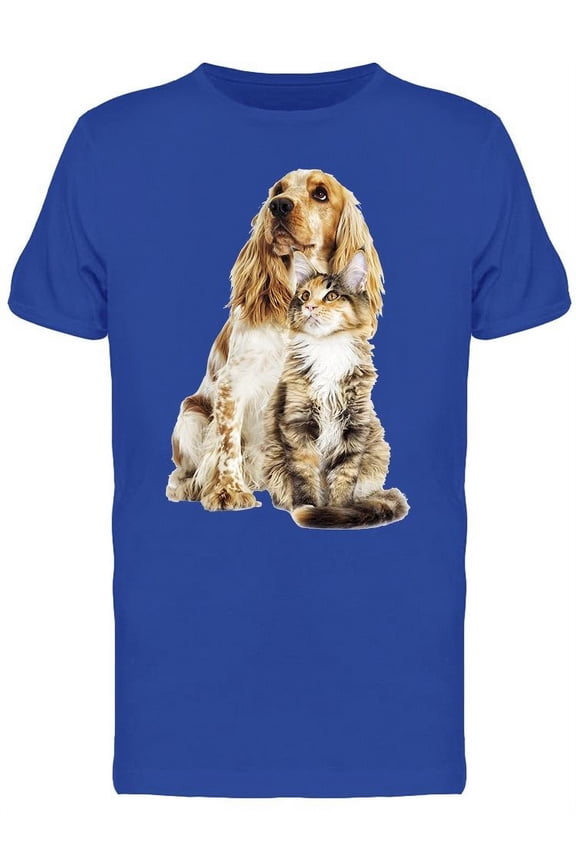 Dog And Cat Posing T-Shirt Men -Image by Shutterstock, Male x-Large