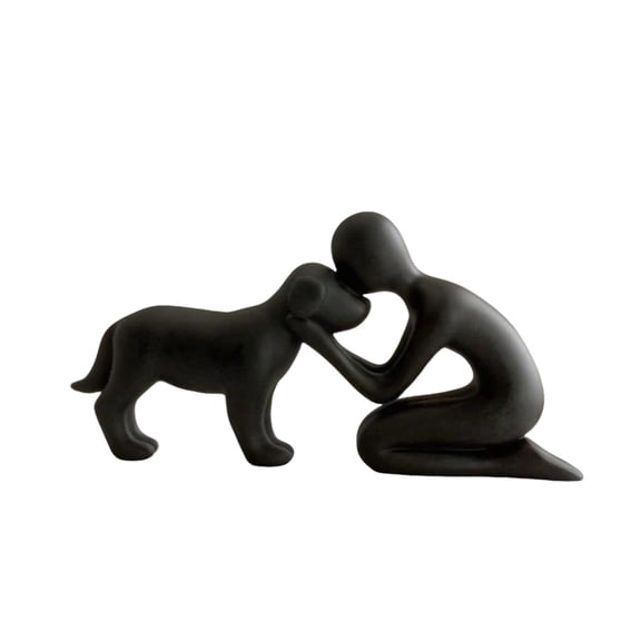 Dog And Human Figurine, 3D Printed Pet Lover Statue, Handcrafted Desktop Ornament, Home Office Shelf Decorative Sculpture