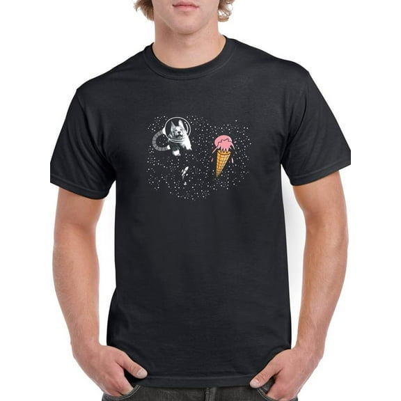Dog And Ice Cream In Space T-Shirt Men -Smartprints Designs, Male x-Large