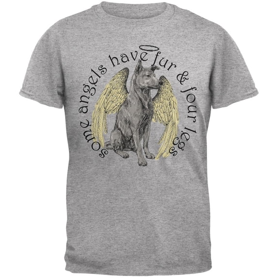 Dog Angel Heather Grey Adult T-Shirt - Small