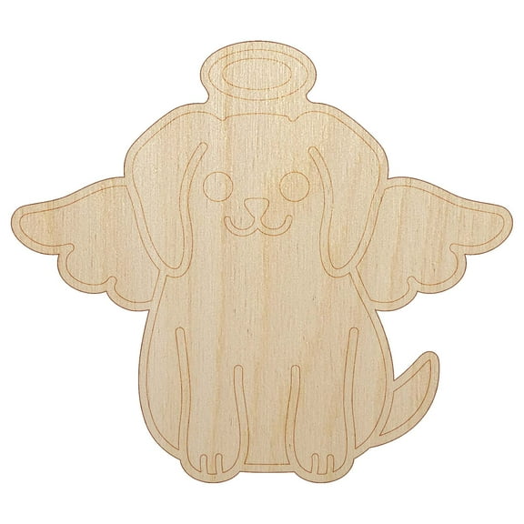 Dog Angel Wood Shape Unfinished Piece Cutout Craft DIY Projects - 4.70 Inch Size - 1/8 Inch Thick