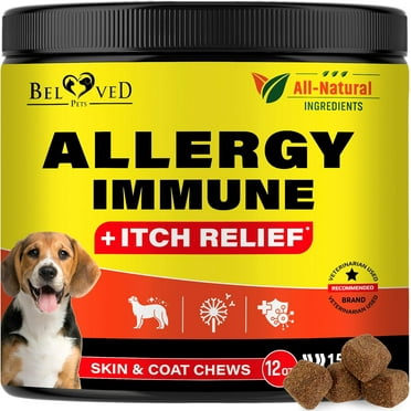 Dog Anti Itch & Allergy Relief Chews - Dry Itchy Skin & Hot Spot Treatment with Probiotic, Omega 3 Oil-Immune Supplement & Seasonal Allergies Medicine for Dogs, Puppy-140 Bites Lab Tested in the USA