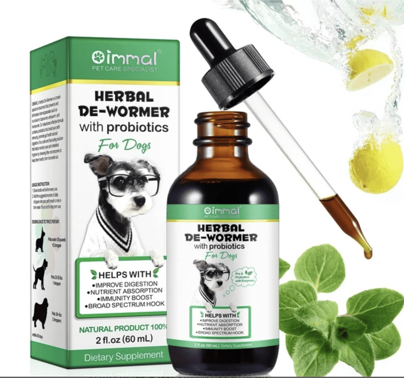 Dog Anti-Worm, Natural De-Wormer with Probiotics LiquidD Dietary