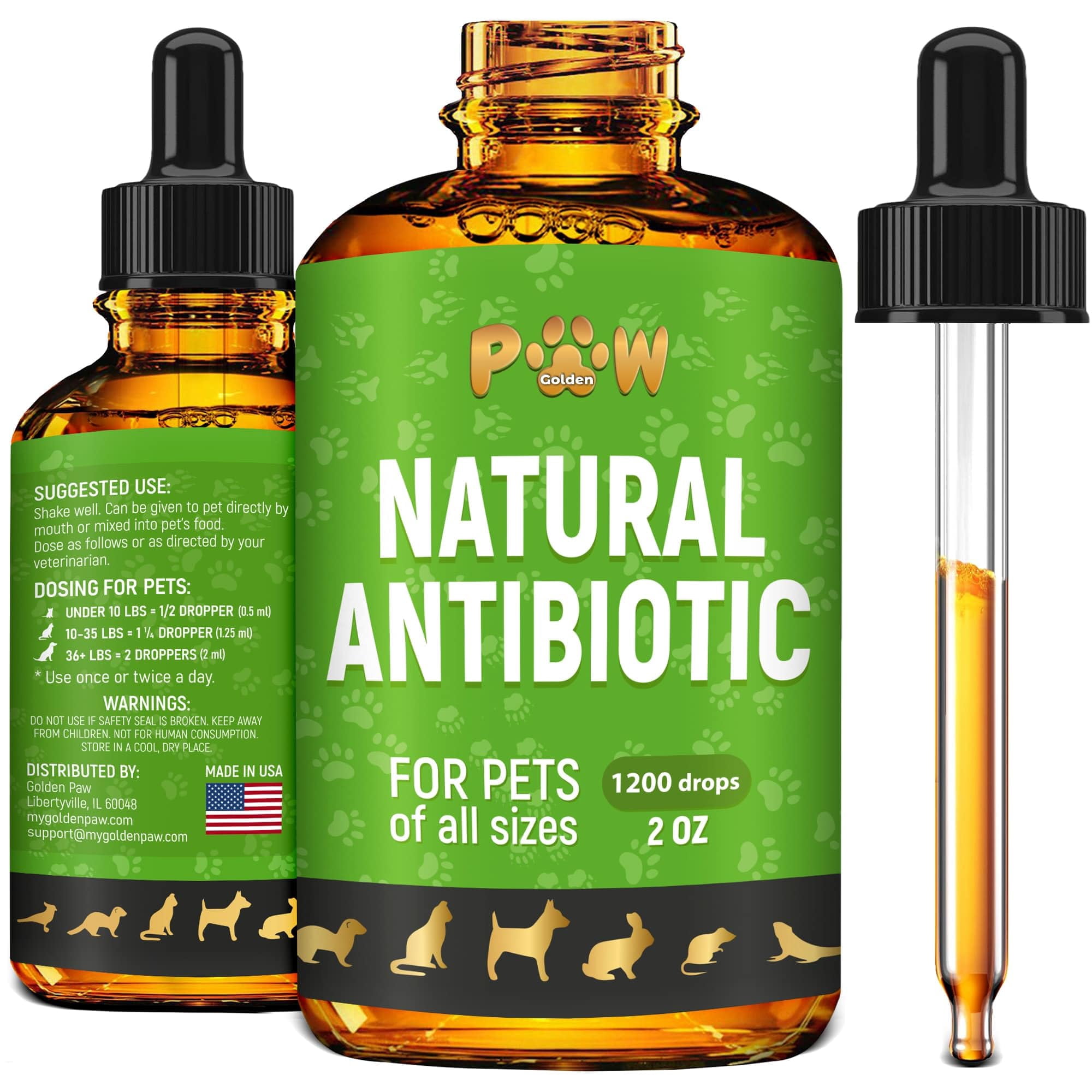 Dog Antibiotics in Drops | Herbal at Antibiotics for Infection | Help with Allergies, Itching, Coughs, UTIs | Skin, Coat, Digestion Care | for All Breeds & Ages | Pet Vitamins & Supplements | 2 oz