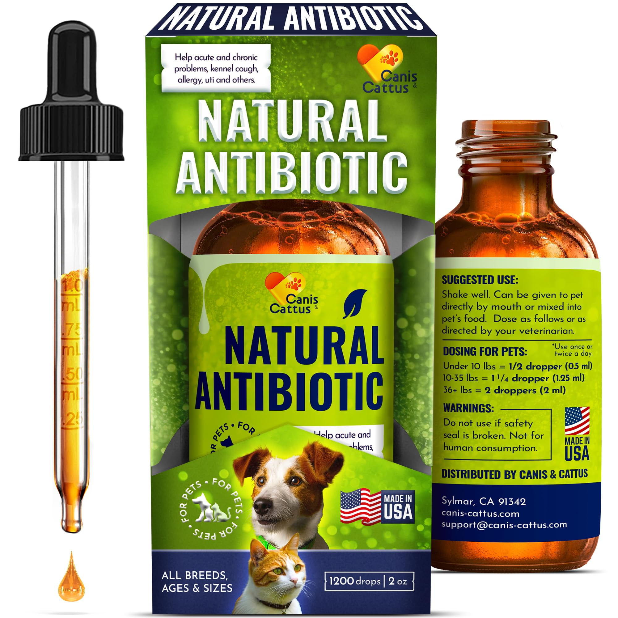 Dog Antibiotics Liquid Form | HYZ01 Antibiotics for Cats of All Ages | Support for Pets During Allergies & UTIs | Care for Bones, Eyes, & Coat | Natural Composition | Gentle Herbal Taste | 2 Oz