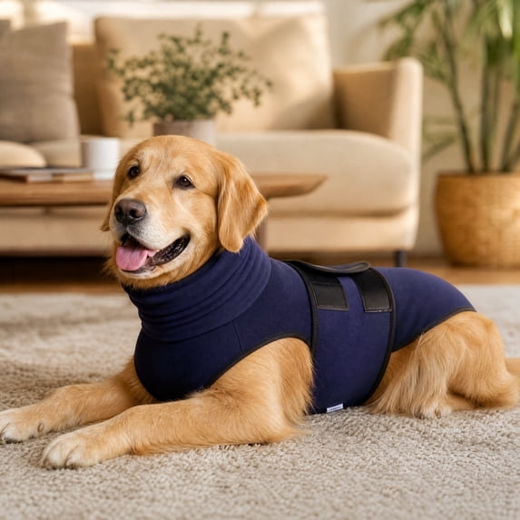 Dog Anxiety Jacket, Calming Vest for Dogs, Polyester Spandex with Reflective Strip, 2-Way Wear Adjustable Fit for Small Medium Large Breeds, Breathable Mesh