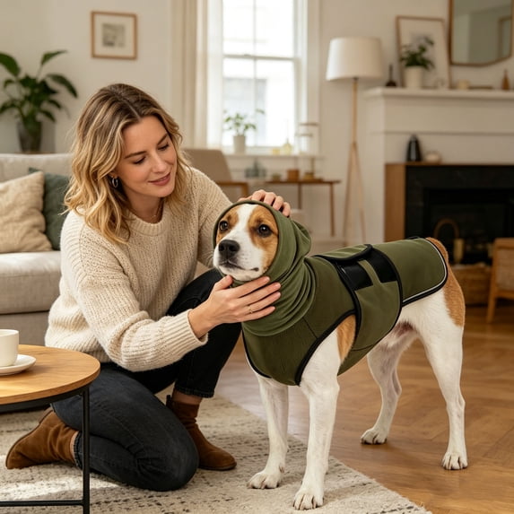 Dog Anxiety Vest, Calming Wrap For Thunderstorms, Fireworks & Travel, Breathable High Neck Shirt For Small To Large Dogs, Indoor & Outdoor Use,E - 48X35Cm