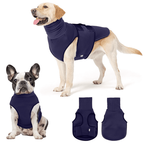 Dog Anxiety Vest and Coat, Skin-Friendly Anxiety Calming Hoodie, Dog Jacket for Thunder, Fireworks, Travel, Vet Visits and Separation - Keep Pet Calm Without Medicine & Training, Navy (XS)