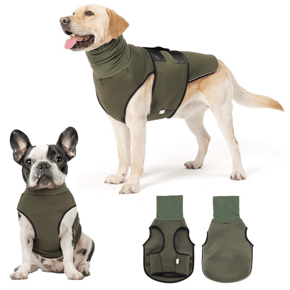 Dog Anxiety Vest and Coat, Skin-Friendly Anxiety Calming Hoodie, Dog Jacket for Thunder, Fireworks, Travel, Vet Visits and Separation - Keep Pet Calm Without Medicine & Training, Army Green (XS)