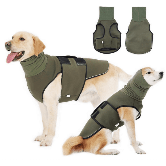 Dog Anxiety Vest, Reflectiveanxiety Vest for Dogs, Breathable Dog Calming Vests with Hoodie, Adjustable Dogs Anxiety Jacket for Thunderstorms Fireworks Vet Visits Separation, Army Green (XS)