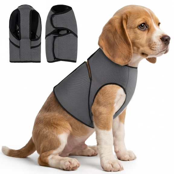 Amztom Dog Anxiety Vest – Calming Jacket for Thunder, Fireworks & Vet Visits, Adjustable Fit for Small to Large Dogs (Gray, XS)