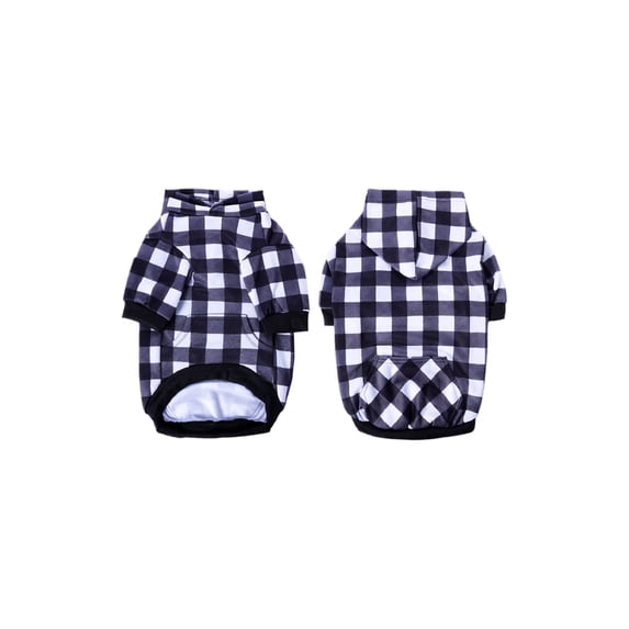 Dog Apparel & Accessories, Black Buffalo Plaid Dog Hoodie for Small Dogs, Fleece Lined Thicken Dog Winter Coat for Small Medium Large Dogs, Plaid Dog Sweater with Hood for Cold