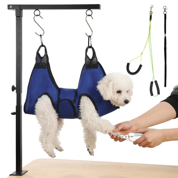 Dog Arm With Dual-spiral Clamp  Adjustable Height 27-37 Inch Table Hammock Groom Restraint For Small Medium Dogs At Home Or Salon