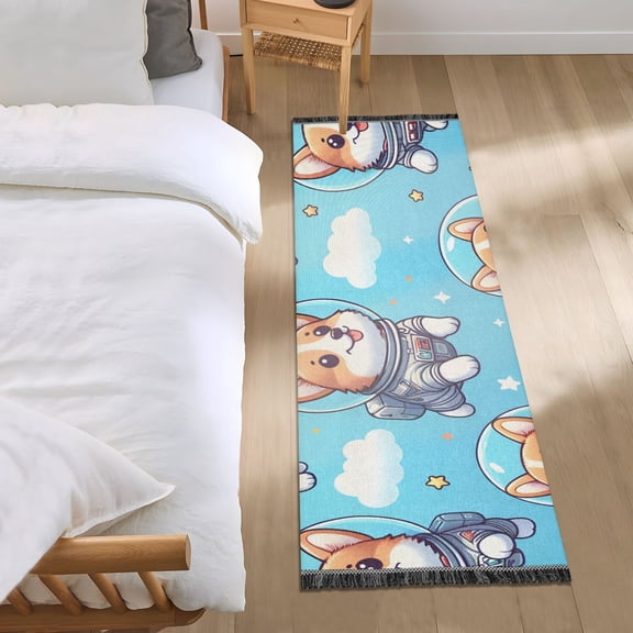 Dog Astronaut in Sky Runner Area Rug 2x6 Soft Non-Slip Washable Bedside Carpet for Hallway Bedroom Living Room Home Decor