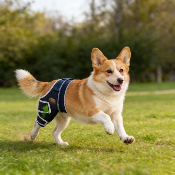 Dog Back Leg Knee Brace, Adjustable Pet Support Brace with Metal Stabilizers, Breathable Dog Leg Wrap for Dysplasia Injury Recovery