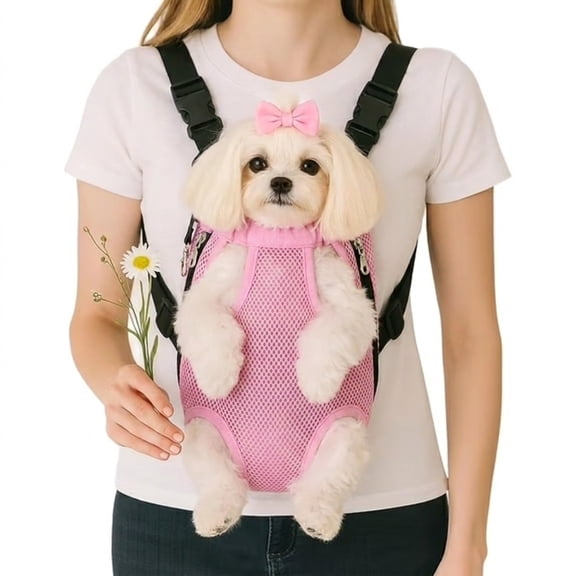 Dog Backpack Carrier, Adjustable Pet Front Carriers, Legs Out Carrying Sling Travel Bag for Small Medium Dogs 2.5-4 Lbs, Soft Wearable Puppy Chest Carry Backpacks for Walking/Hiking/Camping/Traveling