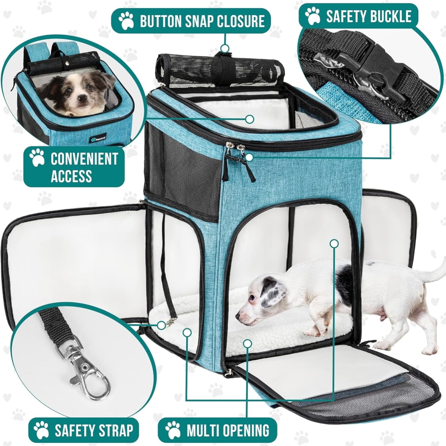Dog Backpack Carrier, Airline Approved Cat Backpacks for Carrying Small Large Cats, Pet Carrier Back Pack, Ventilated Soft Sided for Travel, Hiking, Camping, Max 18 lbs