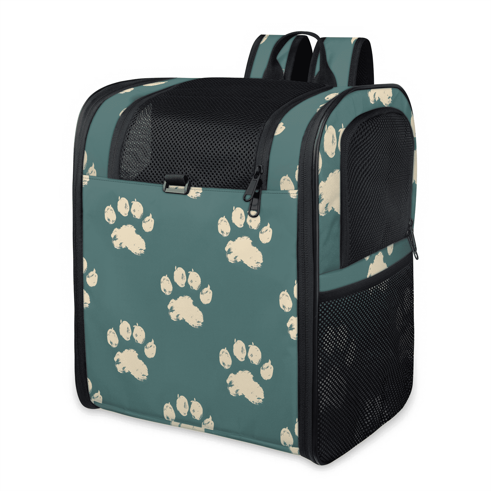 Dog Backpack Carrier, Breathable Pet Carrier for Small Dog & Cat, Lightweight Travel Backpack, Paw Print Pattern