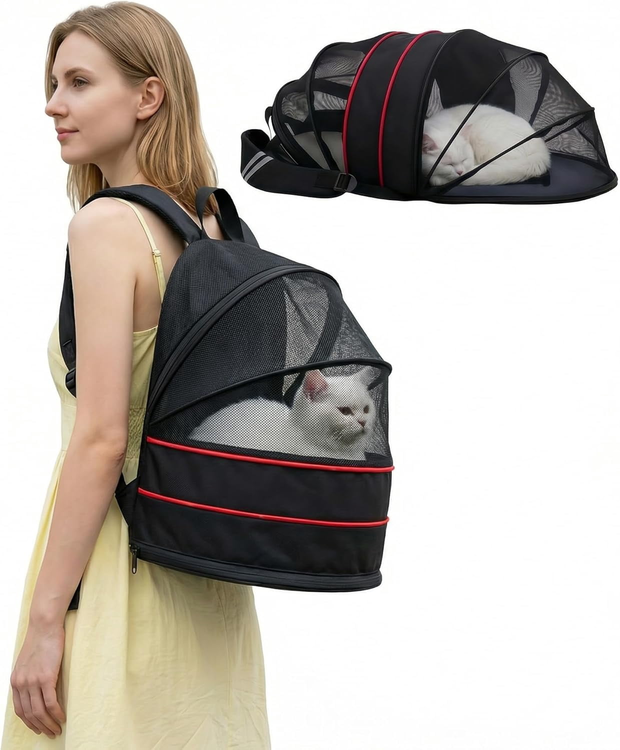 Dog Backpack Carrier for Small Dogs - Cat Carrier Backpack, Pet Tent for Indoor and Outdoor Cats, Collapsible Breathable Lightweight Cat Travel Supplies Accessorie for Shopping Travel Vet