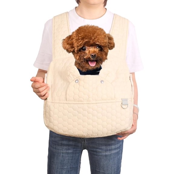 Dog Backpack Carrier for Small Dogs, Cat Carrier Sling, Front Facing Pets Chest, Adjustable Straps & Safety Lock, Hands-Free Dog Carrier, Gifts for Hiking, Biking & Daily, Fit 5-15 Lbs (Beige)