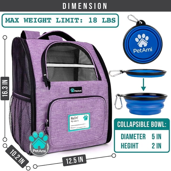 Dog Backpack Carrier for Small Large Cat, Pet, Puppy, Ventilated Pet Hiking Backpack Travel Bag, Airline Approved Cat Backpack Carrier, Camping Biking Dog Bag Up to 18lbs Pet,