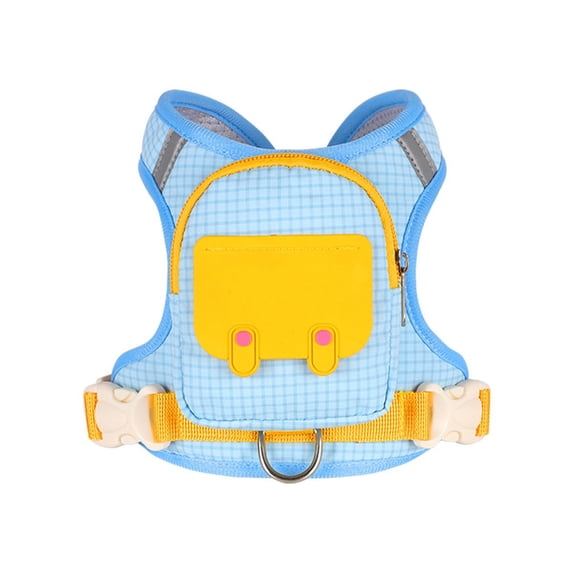 Dog Backpack Carrier for Small Medium Dogs, Adjustable Chest Harness with Storage Compartment, Back Support Belt for Walking Hiking Travel, Light Blue XL