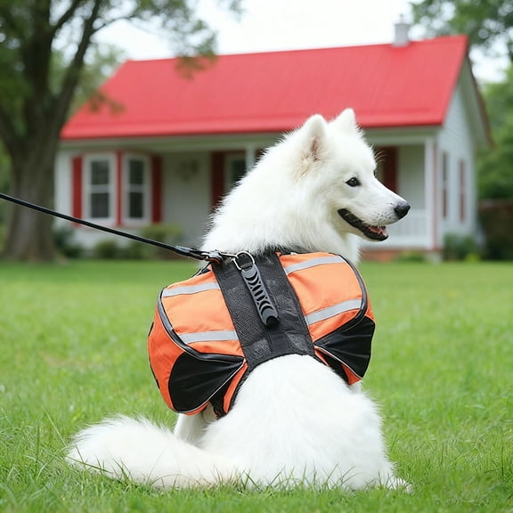 Dog Backpack Harness Breathable Portable Backpack for Dogs with Handle Dual Pockets Adjustable Weighted Vest for Hiking Camping Travel Outdoor Adventures Pet Gear