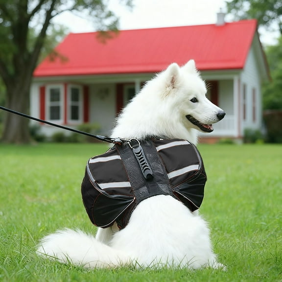 Dog Backpack Harness Breathable Portable Backpack for Dogs with Handle Dual Pockets Adjustable Weighted Vest for Hiking Camping Travel Outdoor Adventures Pet Gear