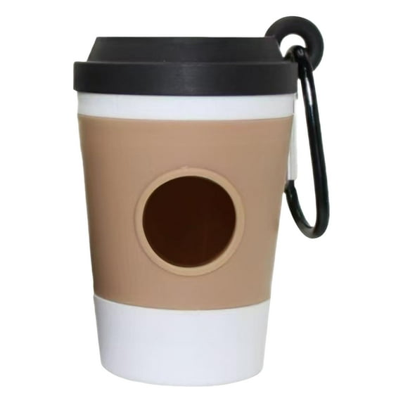 Dog Bag Holder, 2-in-1 Coffee Cup Shaped Dog Poop Bag Dispenser - Dog Waste Organizer with Secure Carabiner Clip, Versatile Pet Garbage Carrier for Outdoor Walks