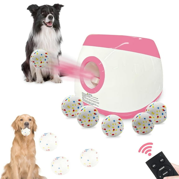 Dog Ball Launcher, Ball Thrower for Dogs, Interactive Dog Balls Thrower with 6 Etpu Balls, Dog Ball Thrower for Outdoor with 3 Adjustable Distance Settings for Medium & Large Dogs