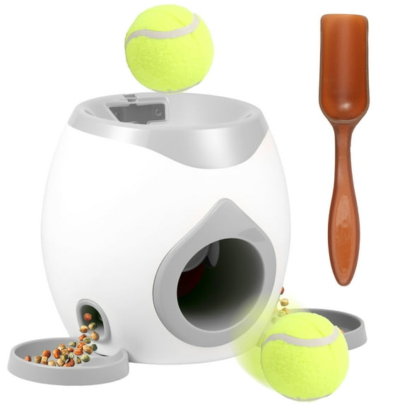 Dog Ball Launcher Interactive Puppy Ball Thrower Machine with Automatic Treat Dispenser Fun Dog Training Toys for Indoor Outdoor