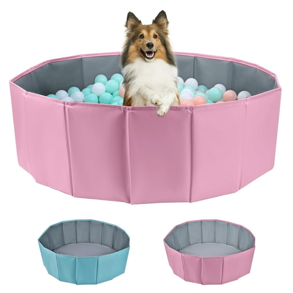Dog Ball Pit, Foldable Ball Pit for Dogs, Ball Pit for Dogs, Dog Ball Pit for All Types of Dogs, Suitable for Indoor and Outdoor Activities (39.37inches in Diameter,Pink,No Ball Included)