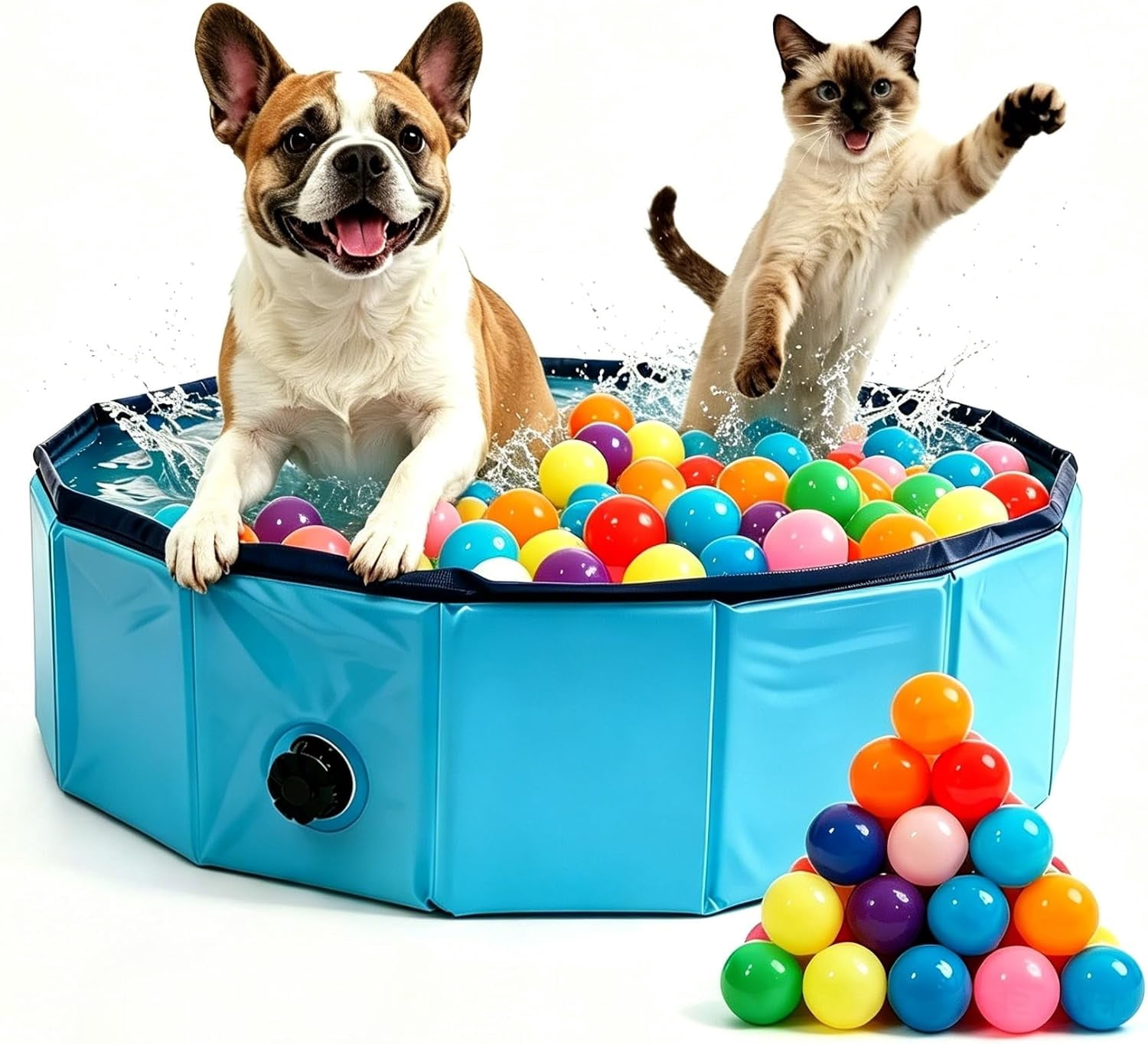 Dog Ball Pit with 75 Balls Included,Cat Ball Pit & Dog Pool 2-in-1 for Puppies Small Dogs Cats, Portable Pet Playpen Pool Indoor Outdoor(S+75 Balls)