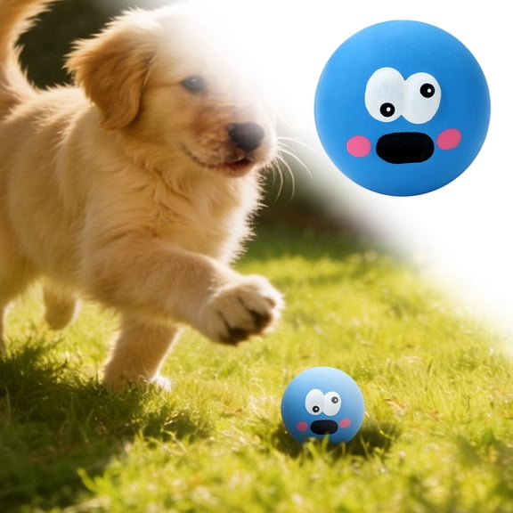 Dog Ball with Teeth Smile, Ball with Teeth Dog Toy,Dog Squeaky Relives Anxiety Playing Pet Clean Teeth Good & Gum Health for Your Pet Aggressive Chewers Large Medium Small Breed, 2.16", Blue