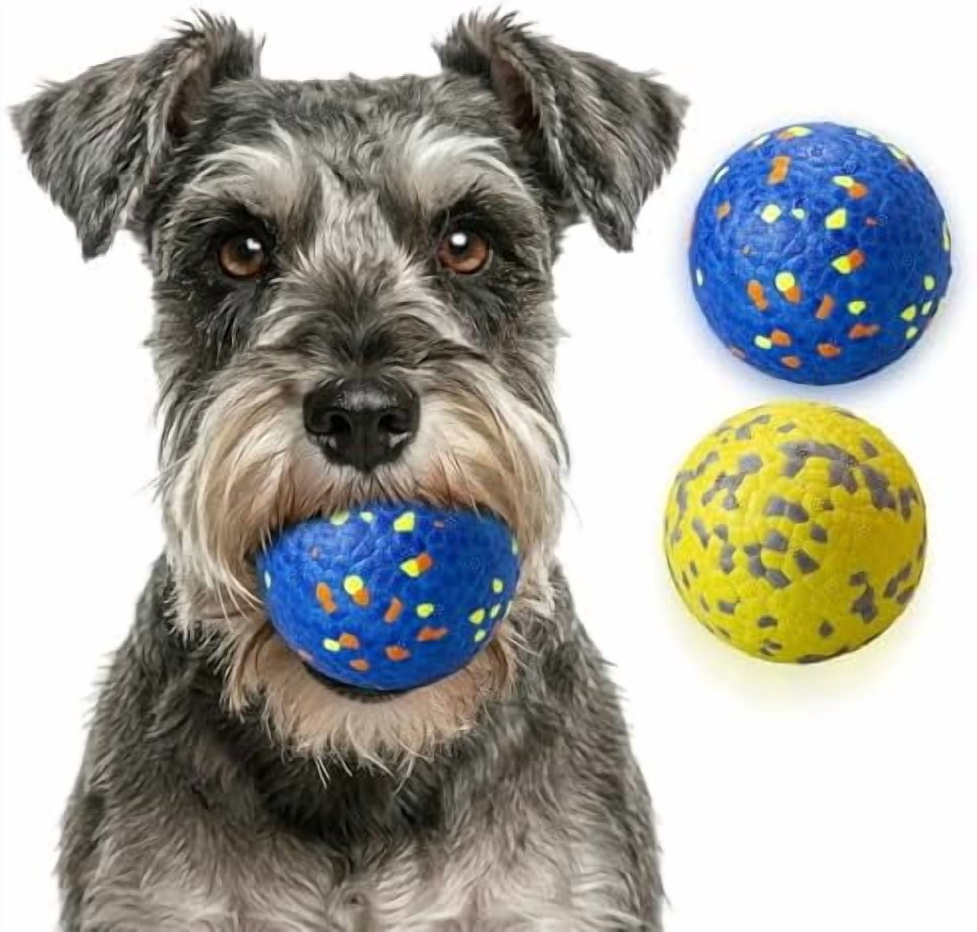 Dog Ball Toys Dog Tennis Ball for Aggressive Chewers Indestructible Bouncy Lightweight Water Toy Fetch Ball for Large Medium and Small Dog Blue & Yellow (2-Pack),Small (2.5" diameter)