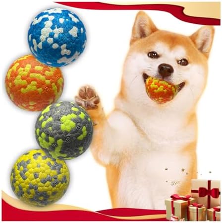 Dog Balls, Indestructible Tennis Balls for Dogs, 2.5'' Durable Bouncy Dog Toys for Aggressive Chewers, Interactive Dog Toys for Fetch Game, Lightweight Floating Chew-Proof(4 Pack)