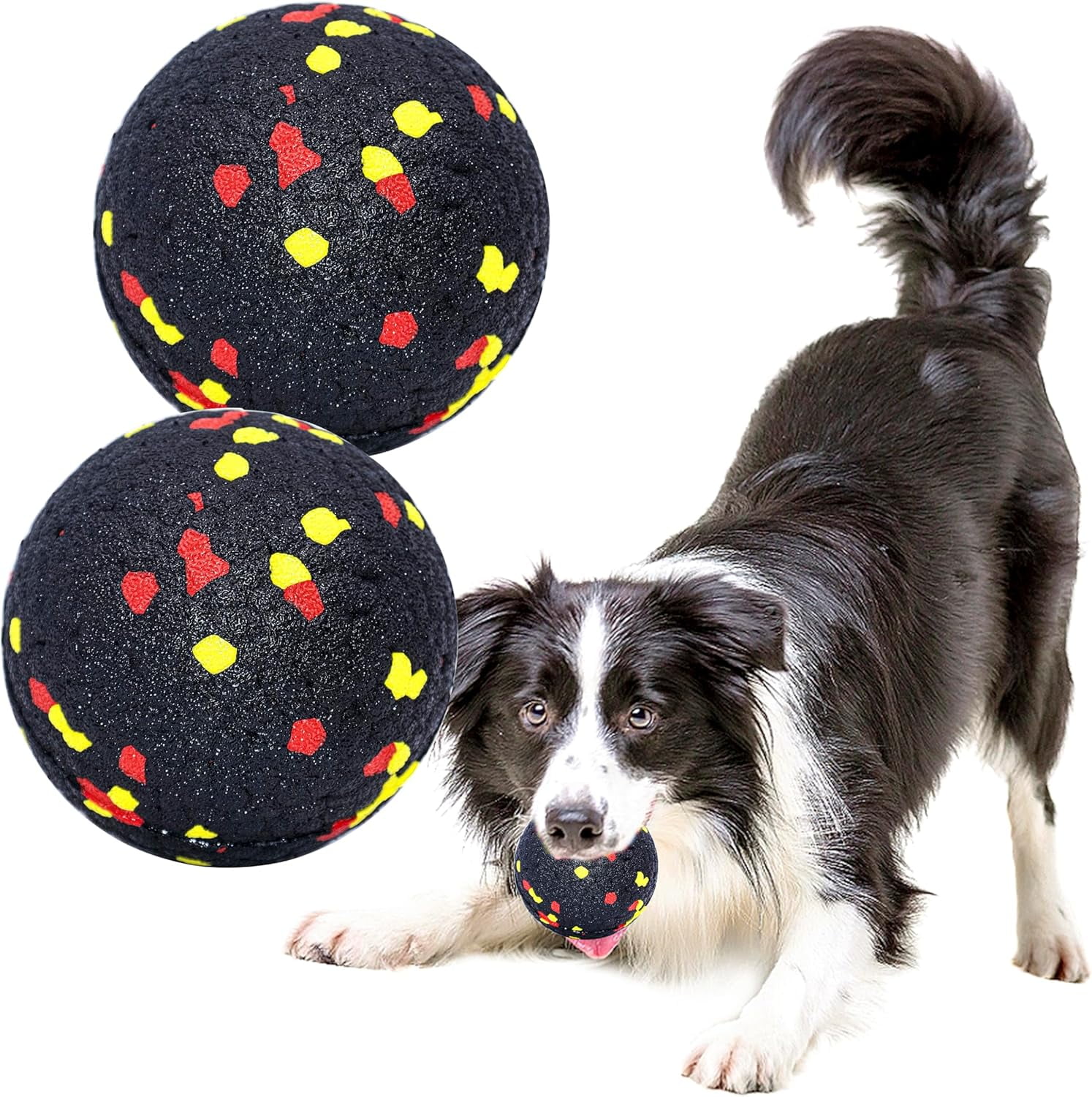 Dog Balls Toys for Aggressive Chewers, Indestructible Durable Bouncy Floating Balls for Dogs to Fetch, Durable Solid Rubber Ball for Training Dog(2 Pack) Toy Ball-BlackPack of 2),Small