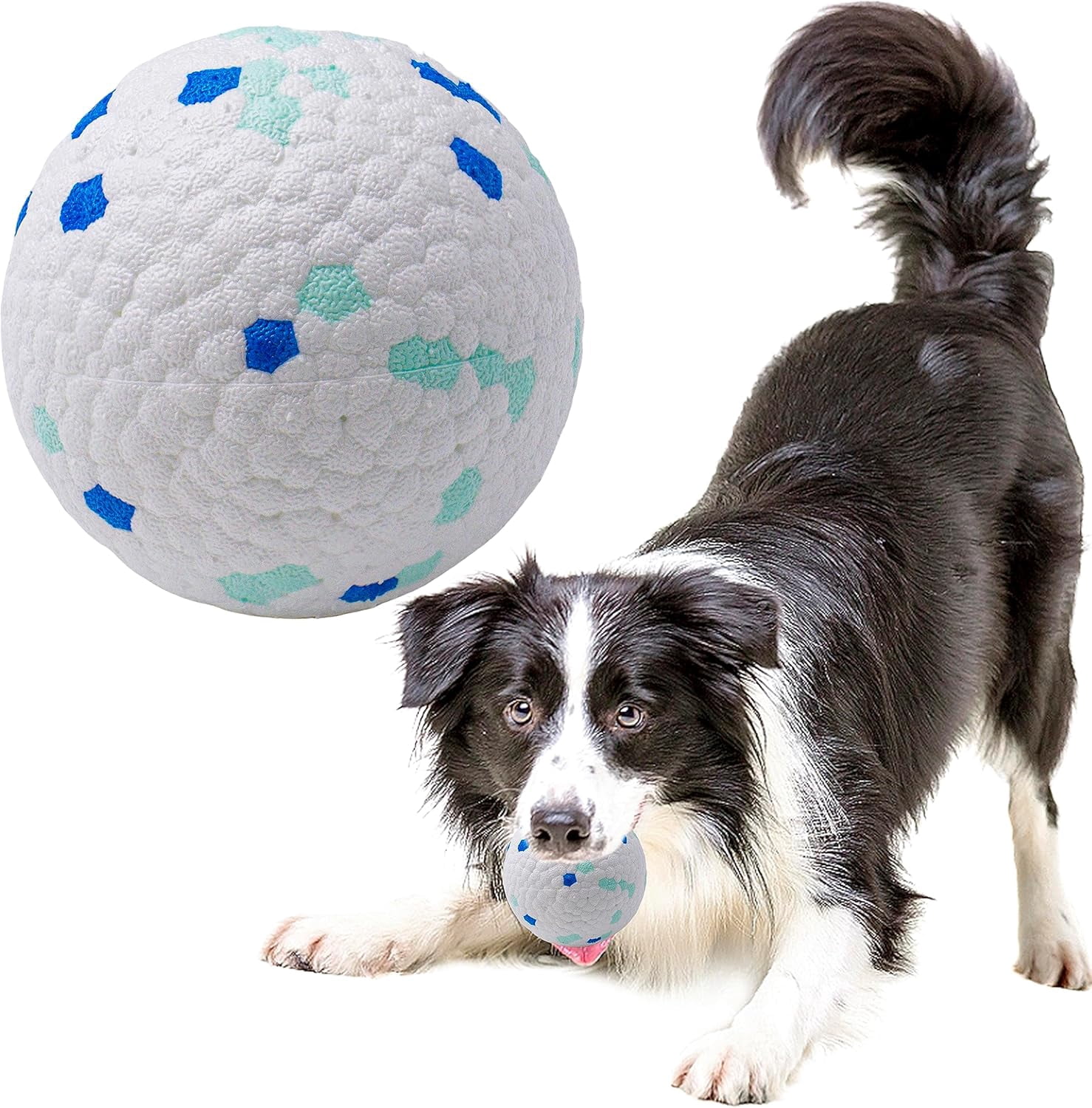 Dog Balls Toys for Aggressive Chewers, Indestructible Durable Bouncy Floating Balls for Dogs to Fetch, Durable Solid Rubber Ball for Training Dog Toy Ball-Blue (Pack of 1),Small