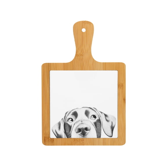 Pavilion Gift Company- Dog - 7.5" x 11" x 0.5" Bamboo Ceramic Trivet Dog Doggy Puppy K9 Dog Lover Kitchen Decor