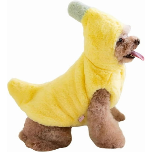 Dog Banana Costumes,Cute Small Dog Winter Coat,Warm and Soft Dog Coats for Small Dogs,Small Dog Banana Costume for Halloween Christmas.(Small)