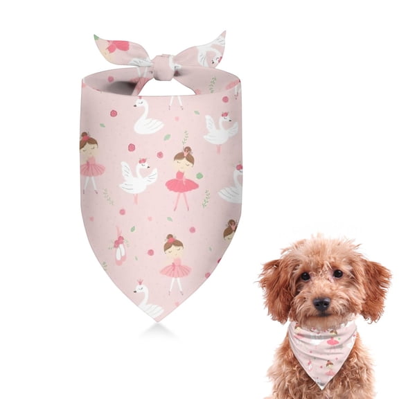 Dog Bandana 1 Pack,Ballet Swan Princess Pattern Bandanas for Dogs,Cat Bandana,Small/ Large Dog Bandana 2 Size,Dog Bandanas