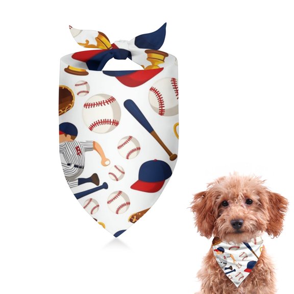 Dog Bandana 1 Pack,Baseball Elements and Trophies Pattern Bandanas for Dogs,Cat Bandana,Small/ Large Dog Bandana 2 Size,Dog Bandanas